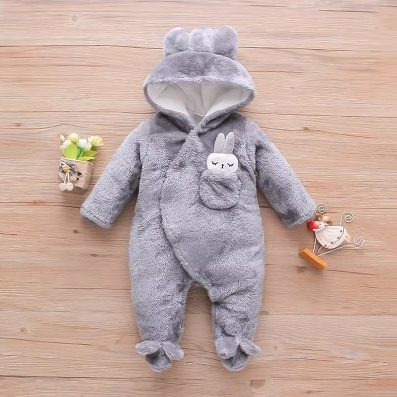 Snugglepals – Plush Cartoon Baby Romper for Autumn & Winter