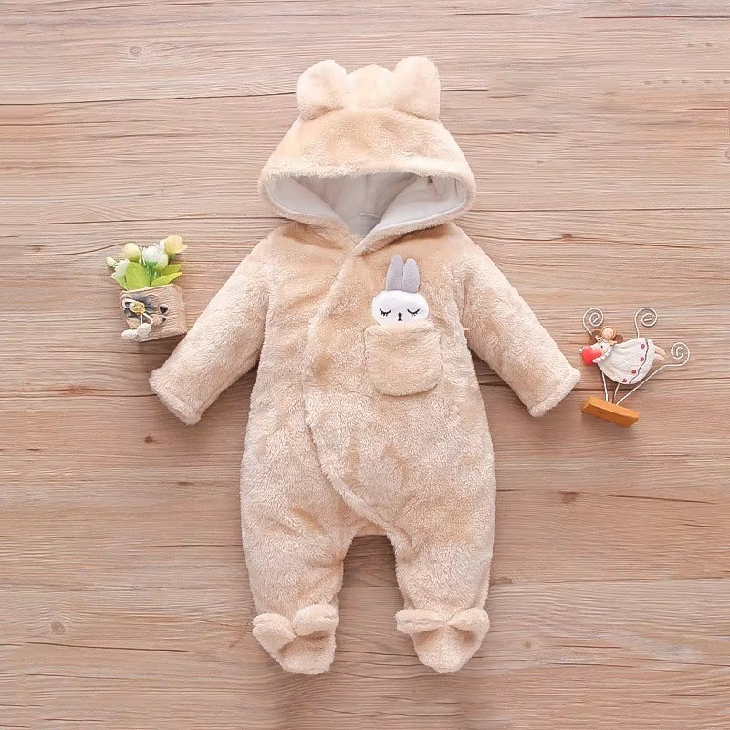 Snugglepals – Plush Cartoon Baby Romper for Autumn & Winter