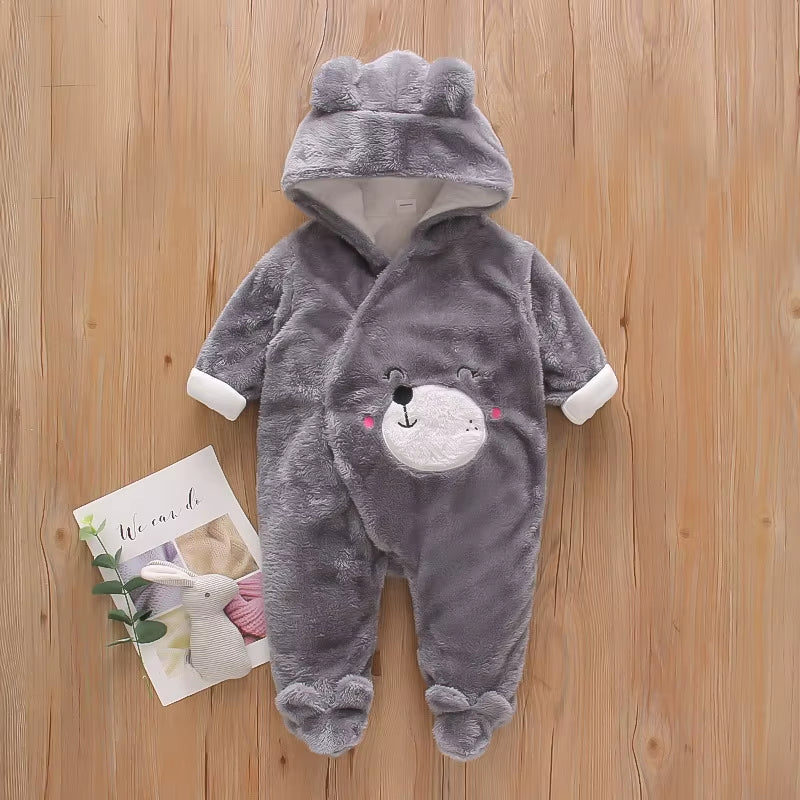 Snugglepals – Plush Cartoon Baby Romper for Autumn & Winter