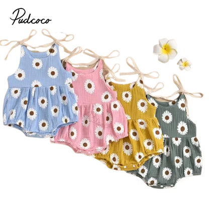 Daisy Days – Baby Girl Summer Romper with Tie Straps