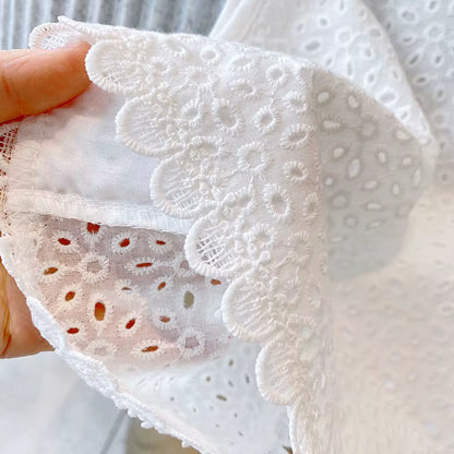 Summer Grace: 2024 Hollow Lace Sleeveless Set for Baby Girls