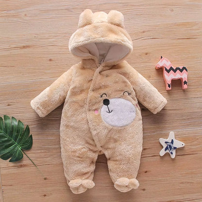 Snugglepals – Plush Cartoon Baby Romper for Autumn & Winter